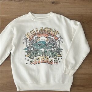 Billabong White Graphic Crewneck Sweater SMALL